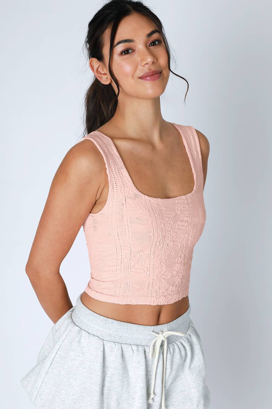 Double Lace Square Crop Top - Nikibiki