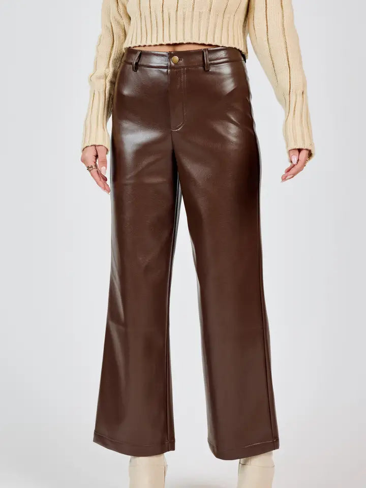 Faux Leather Brown Pants