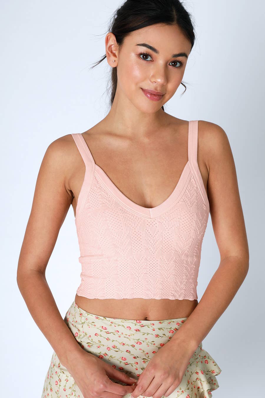 Lace Textured Crop Top - Nikibiki