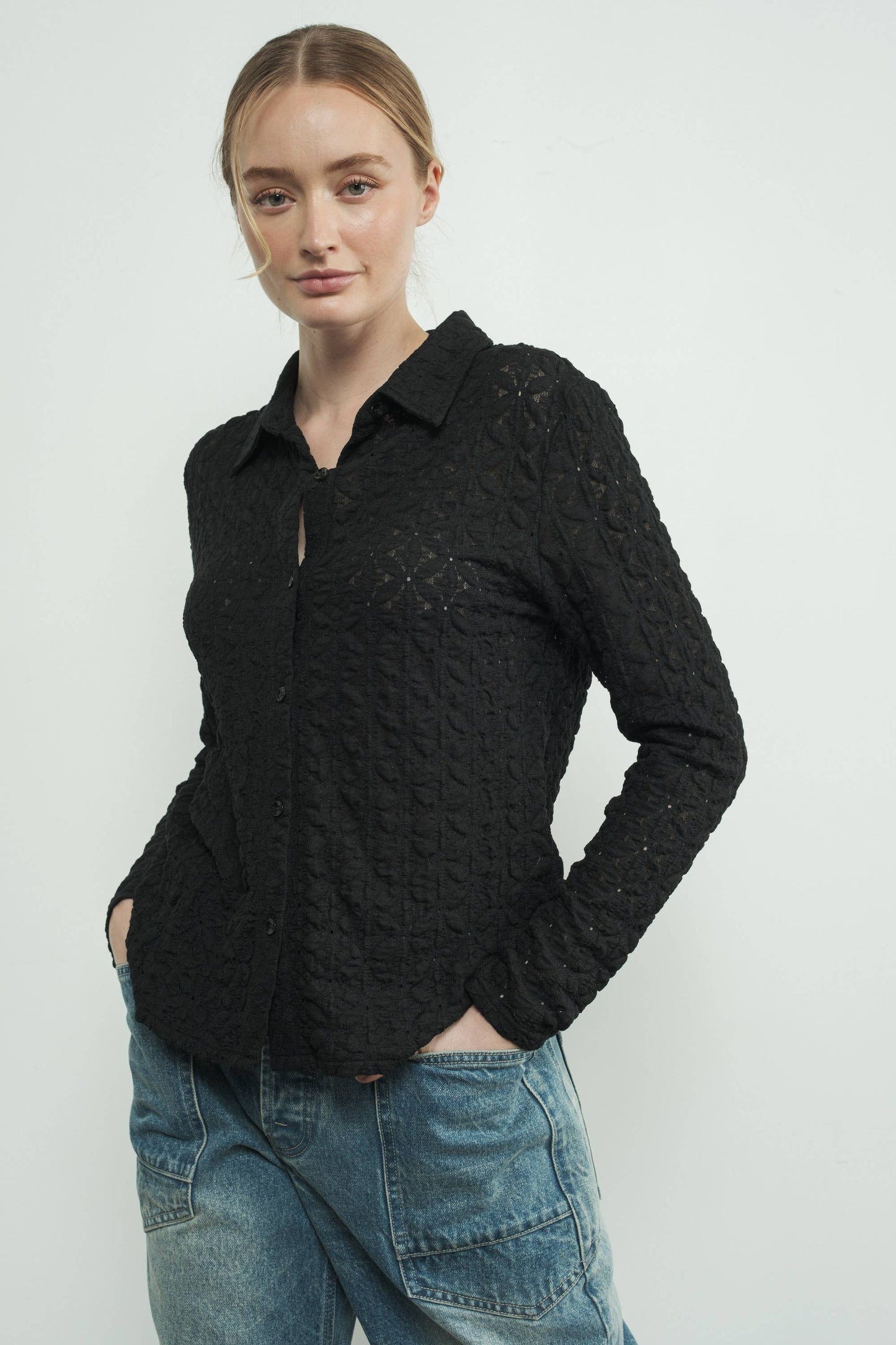 FLORAL LACE BUTTONDOWN SHIRTS
