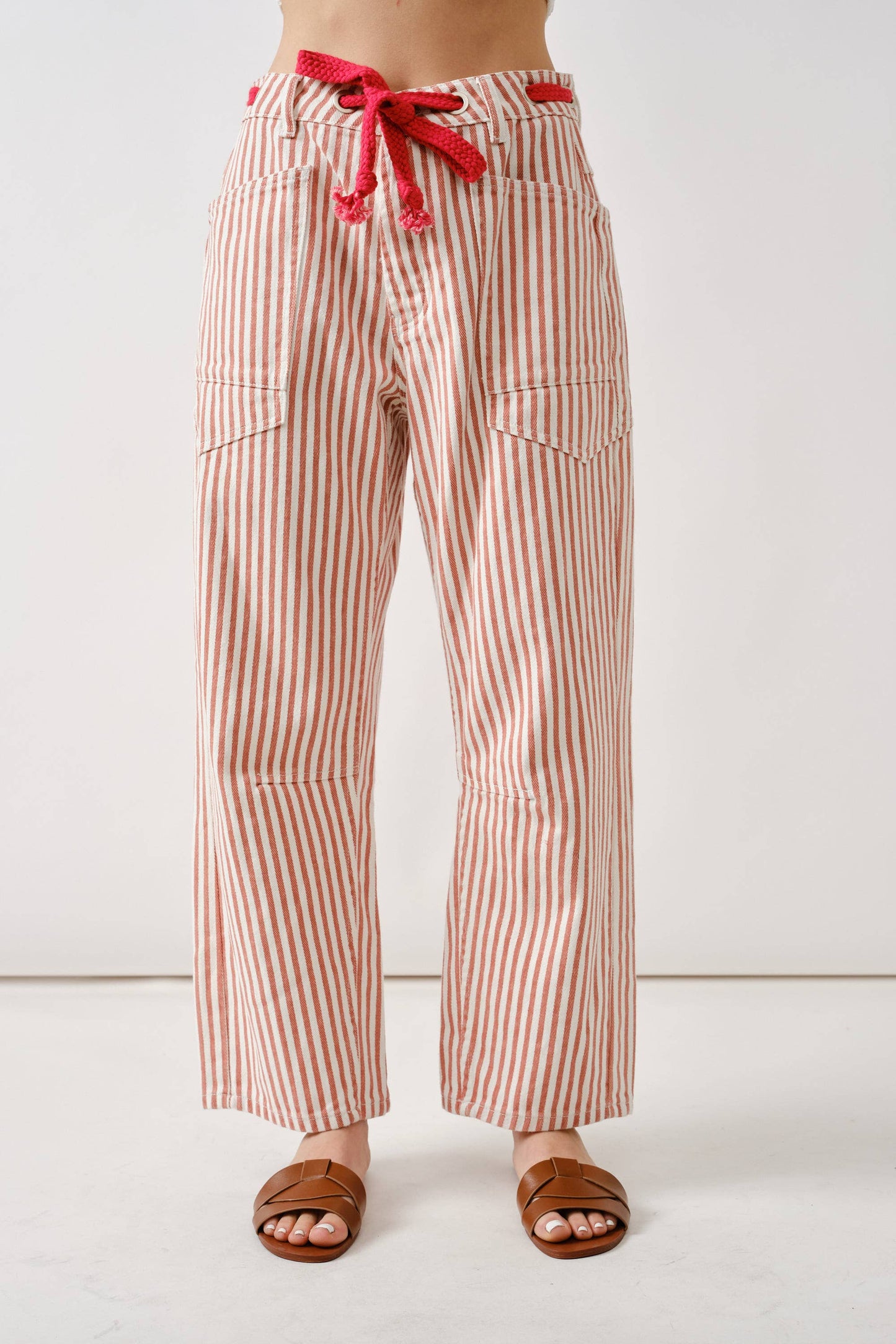 BARREL DENIM PANTS WITH EYELET WAIST