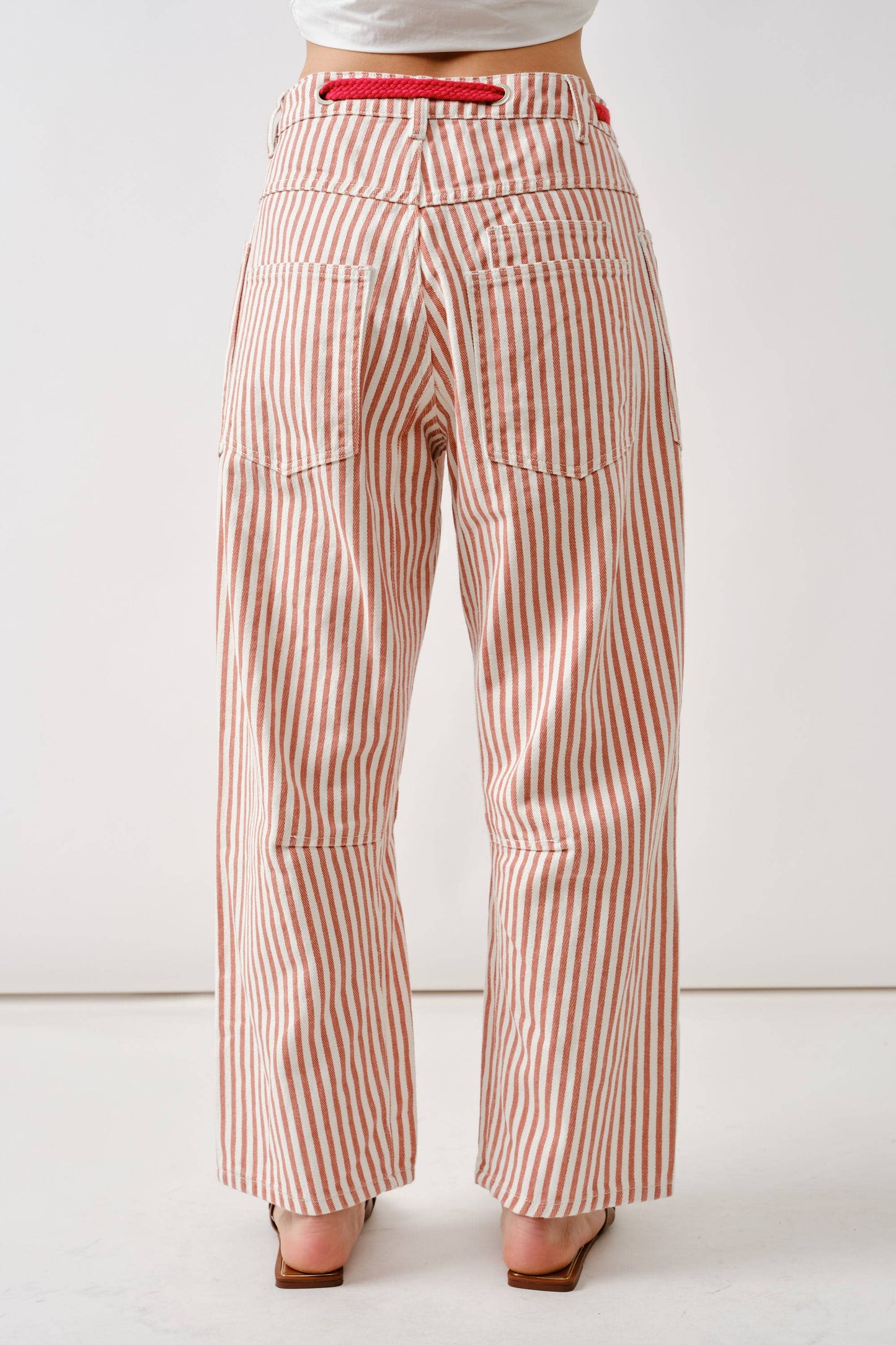 BARREL DENIM PANTS WITH EYELET WAIST
