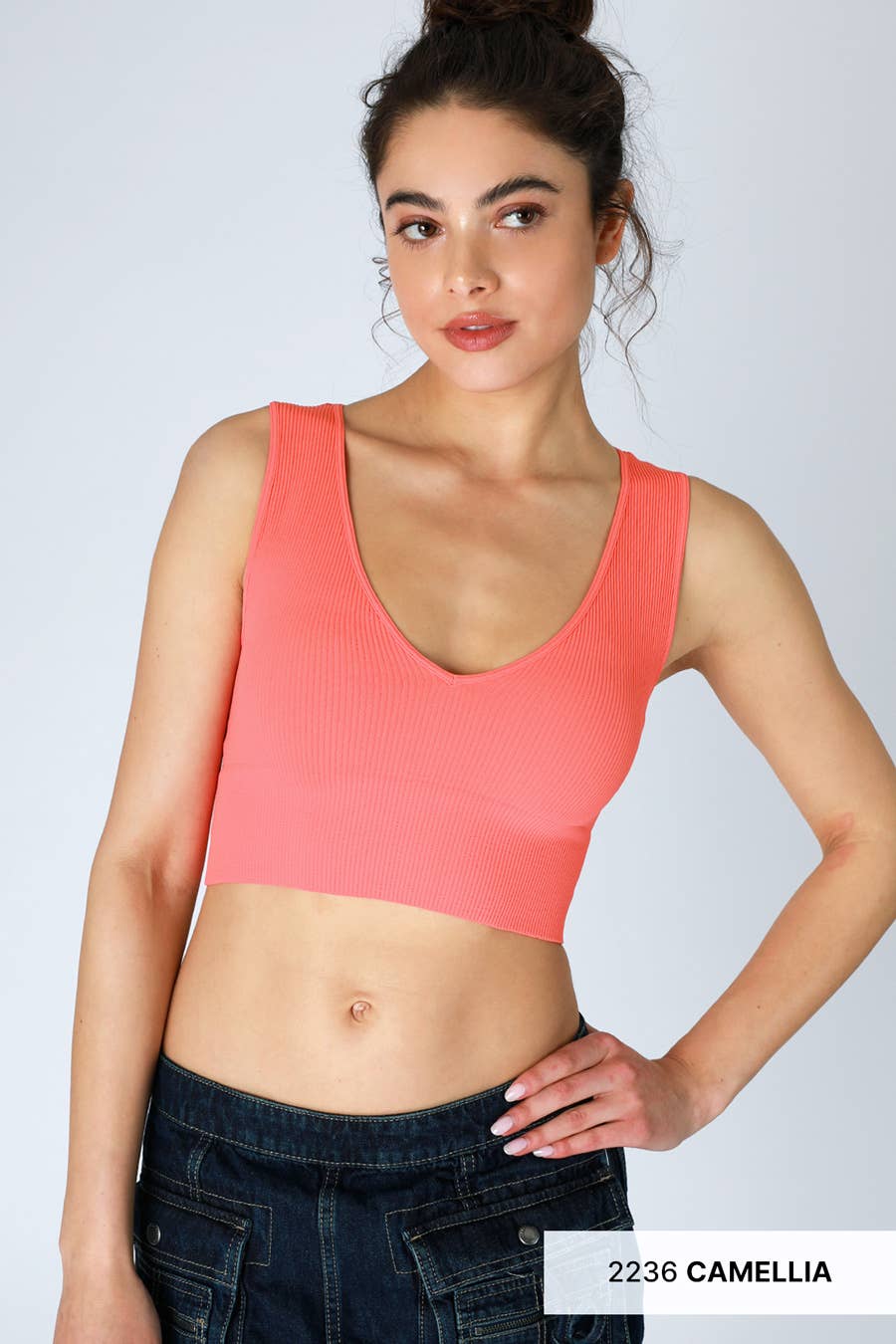 Plunge V-Neck Crop Top - Nikibiki