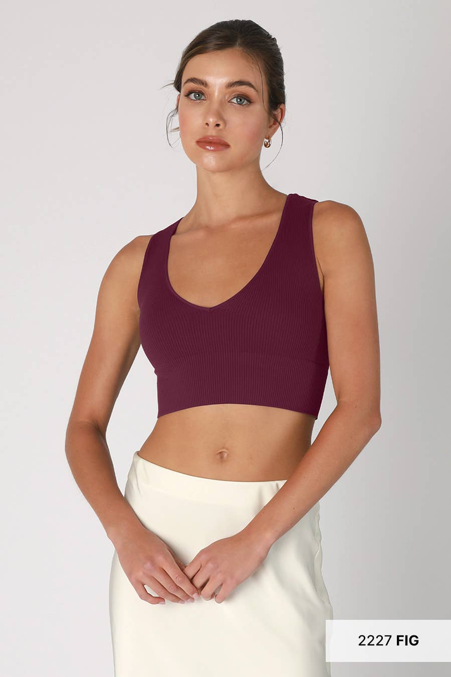 Plunge V-Neck Crop Top - Nikibiki