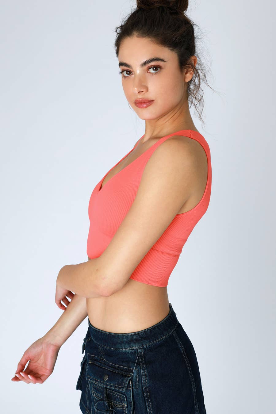 Plunge V-Neck Crop Top - Nikibiki