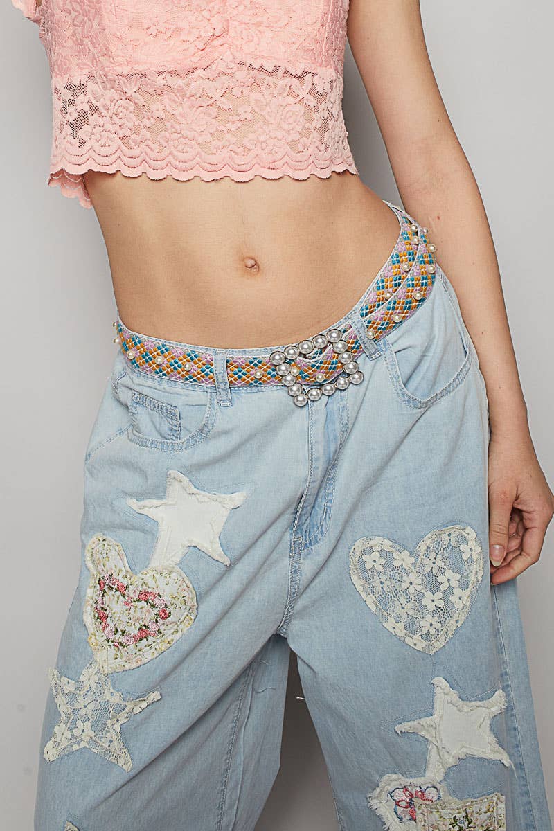 Square pearl ring belt