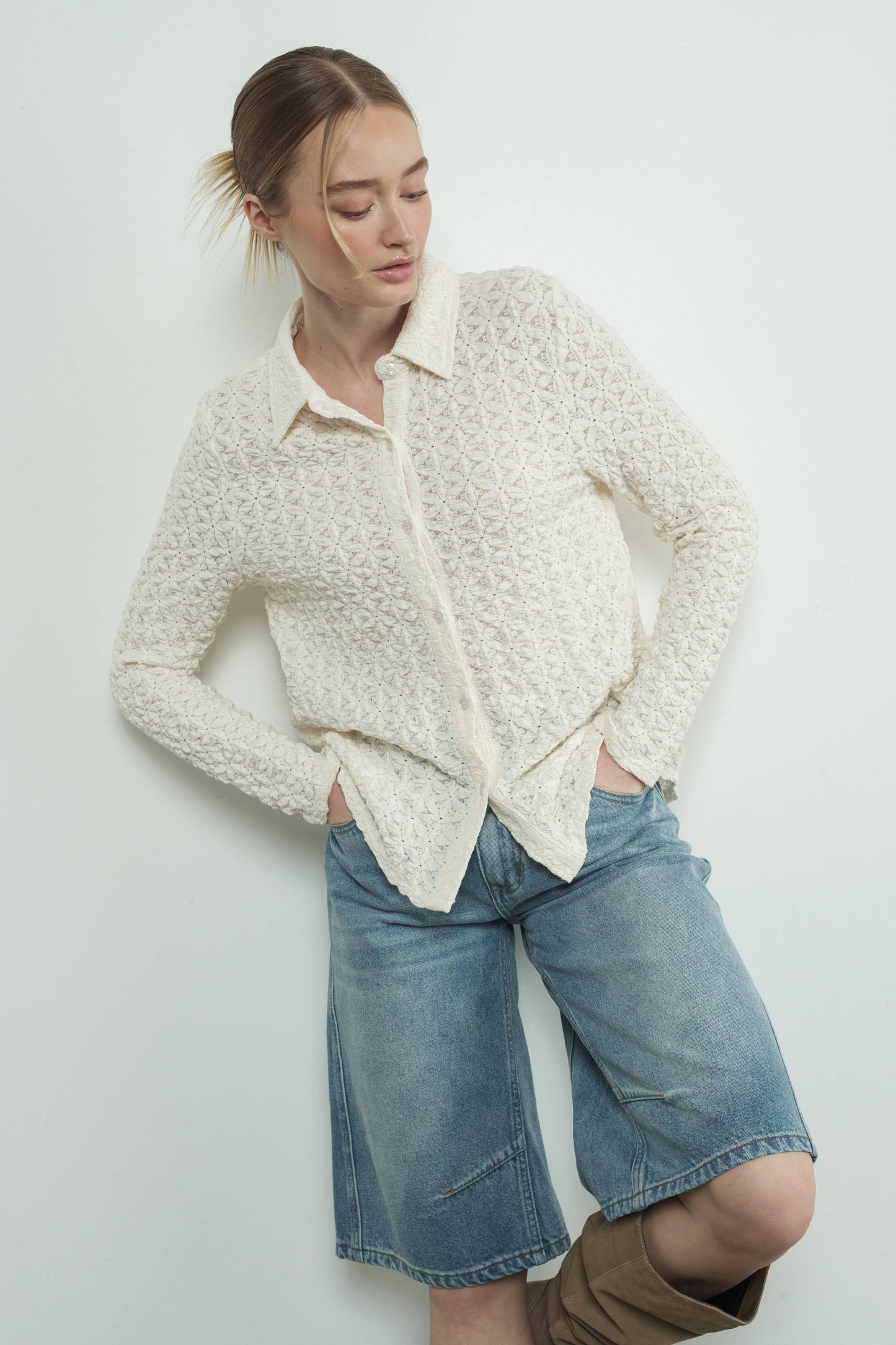 FLORAL LACE BUTTONDOWN SHIRTS