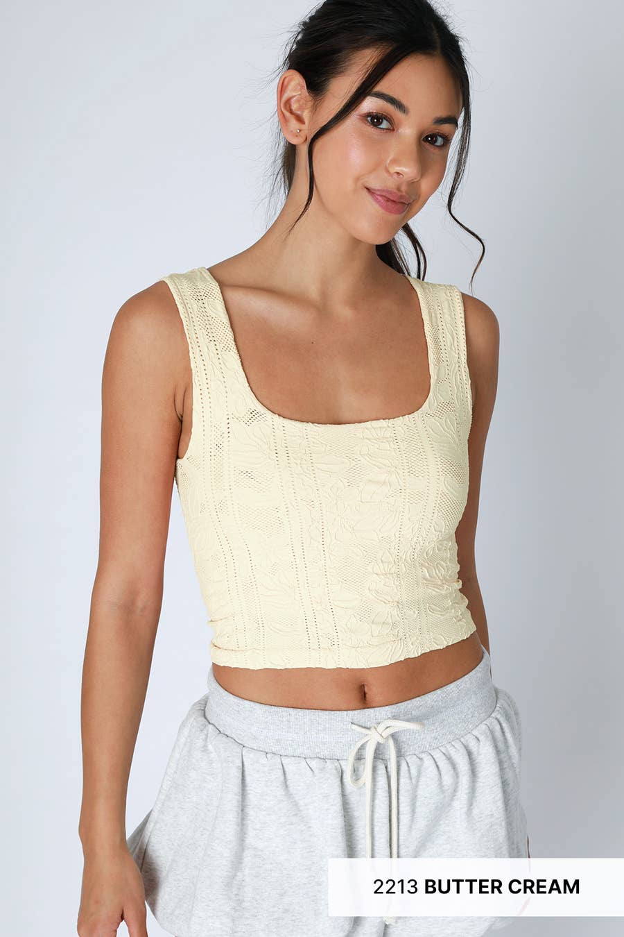 Double Lace Square Crop Top - Nikibiki