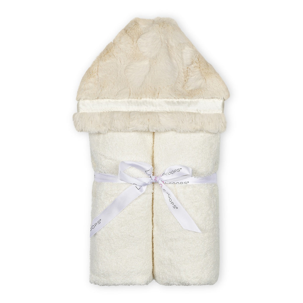 Little Scoops Cream Furry Hooded Baby Towel - Iscream