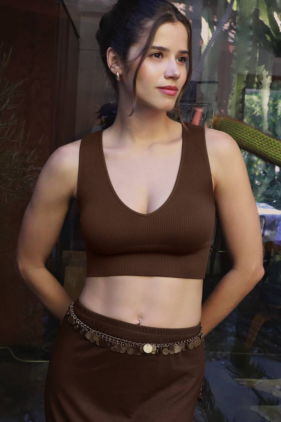 Plunge V-Neck Crop Top - Nikibiki