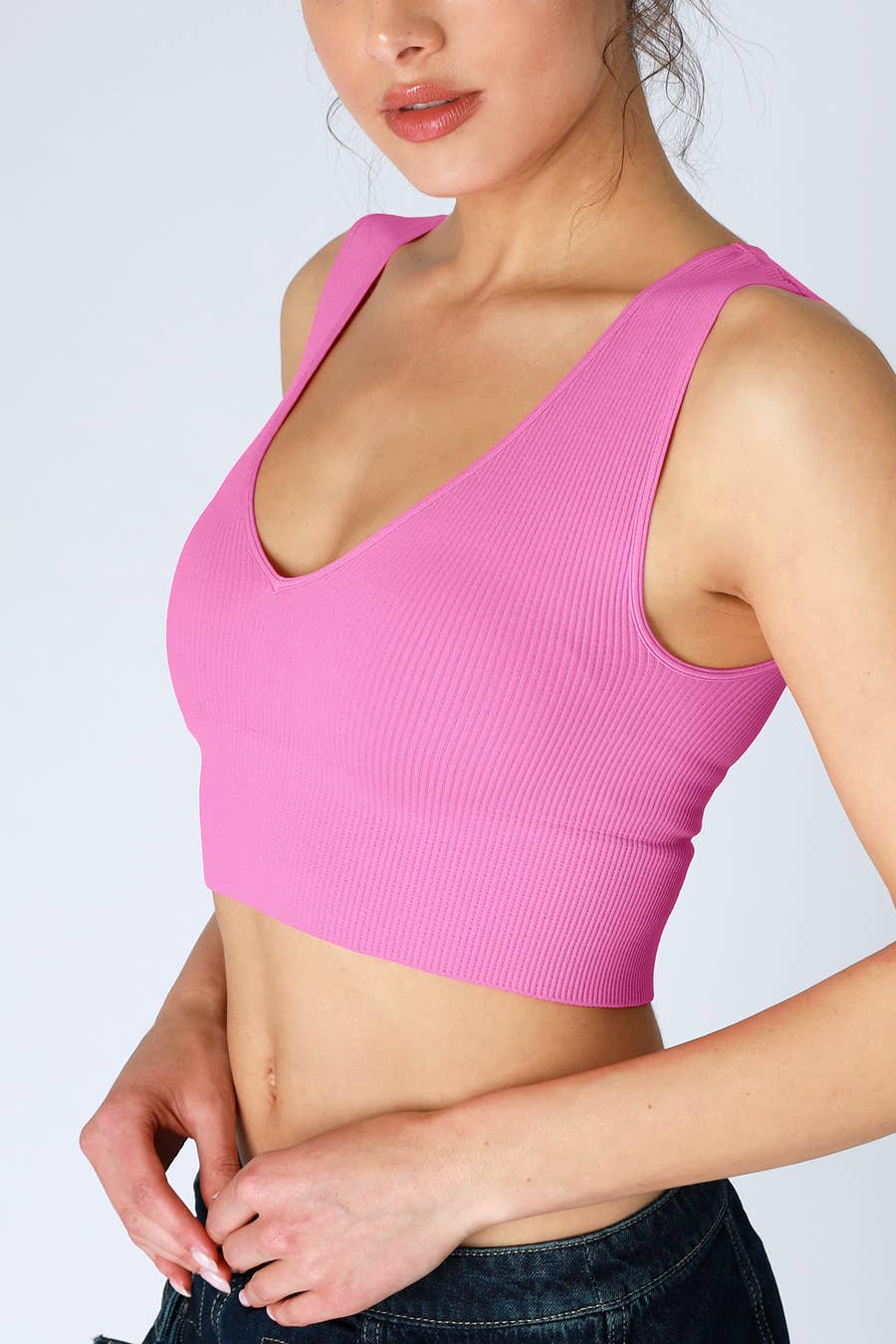 Plunge V-Neck Crop Top - Nikibiki