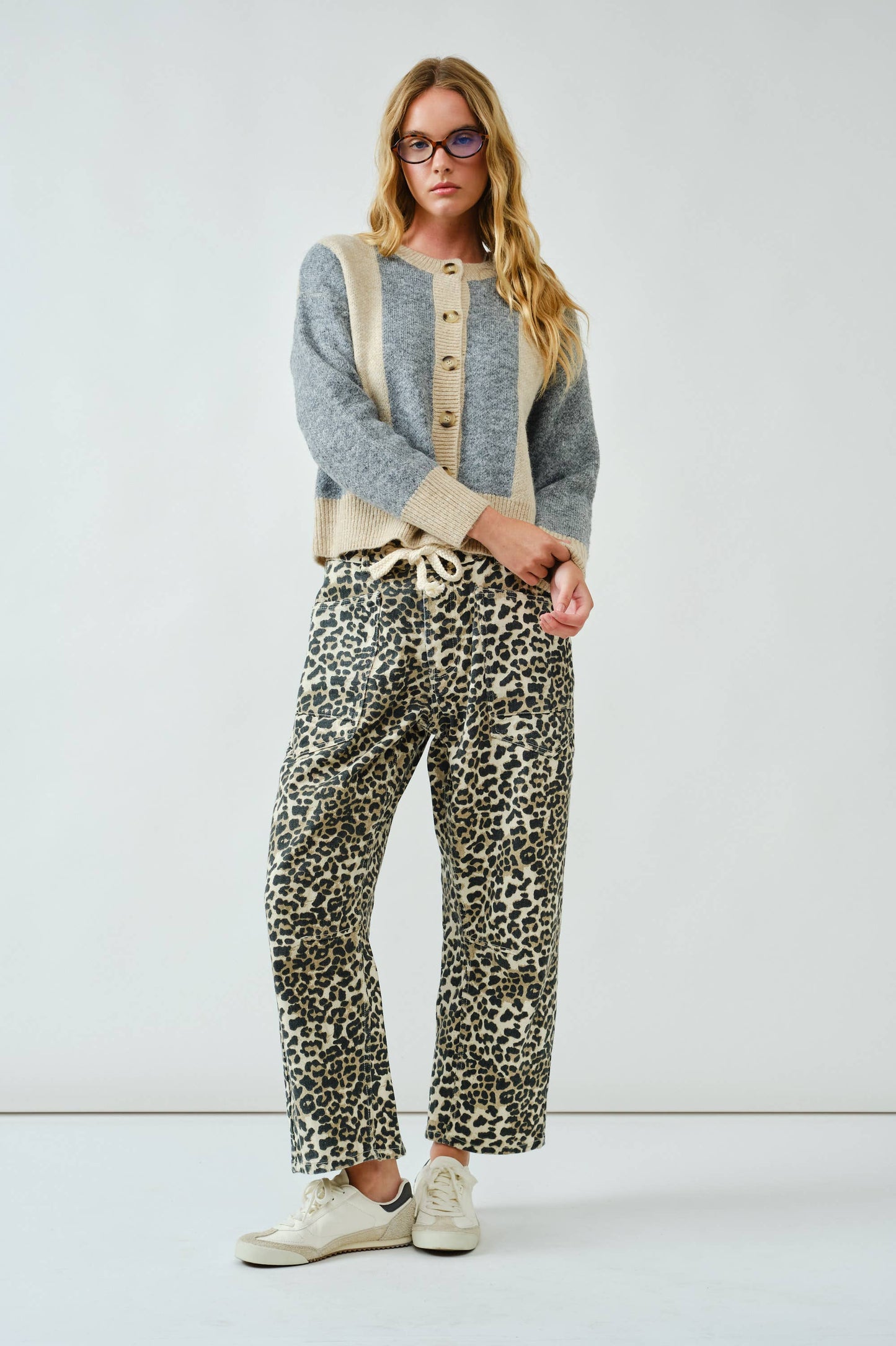 BARREL DENIM PANTS WITH EYELET WAIST