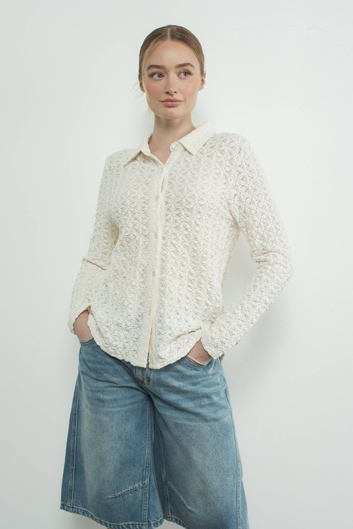 FLORAL LACE BUTTONDOWN SHIRTS