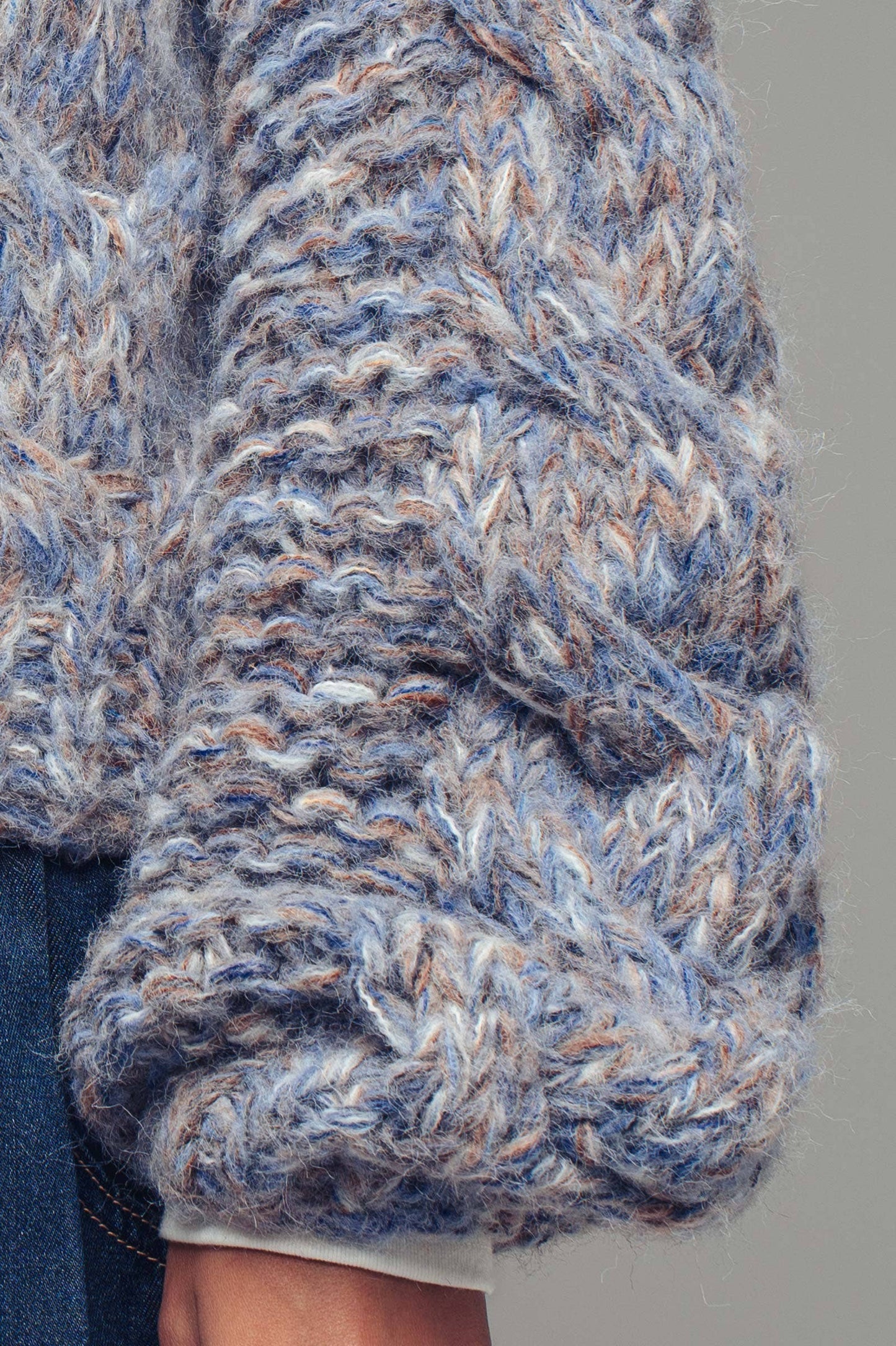 Chunky Marled Knit Gold Button Cardigan