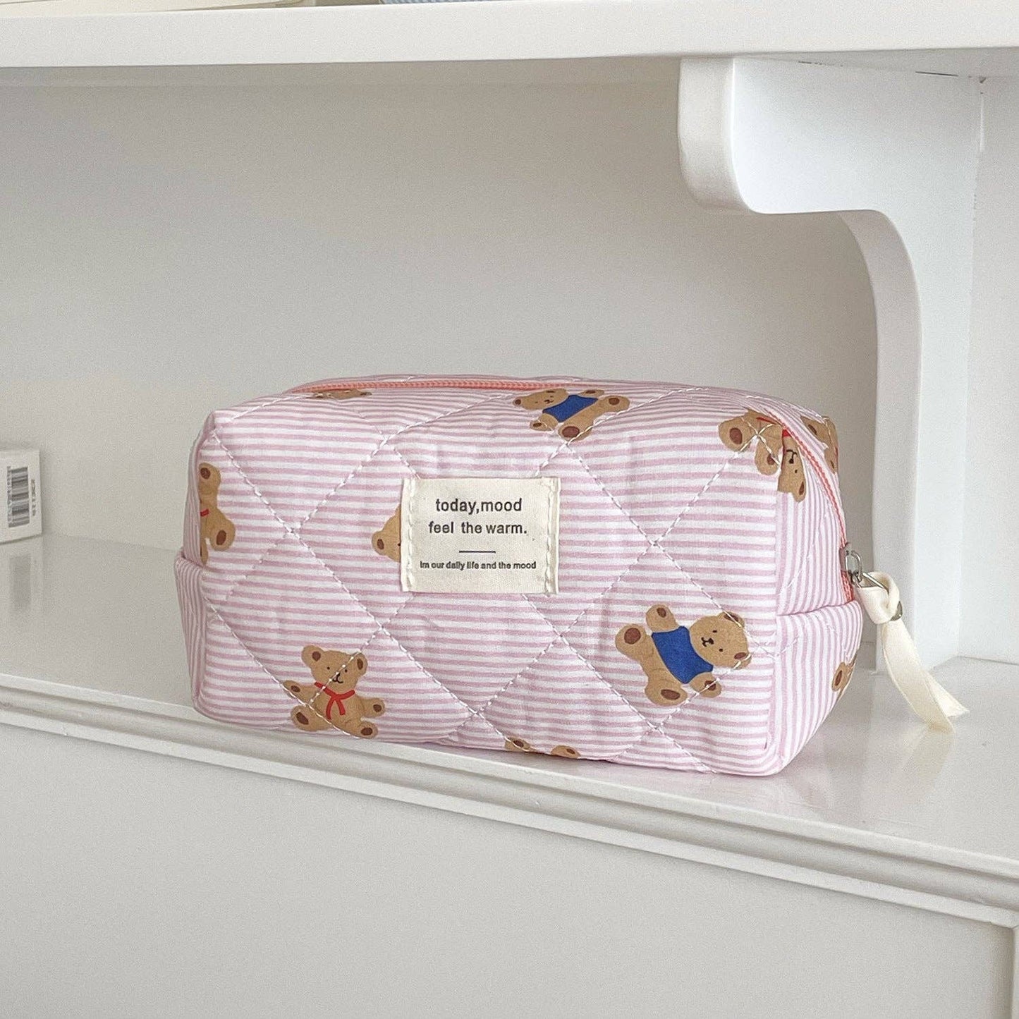 Cute Bear Print Striped Make Up Bag DP25A555