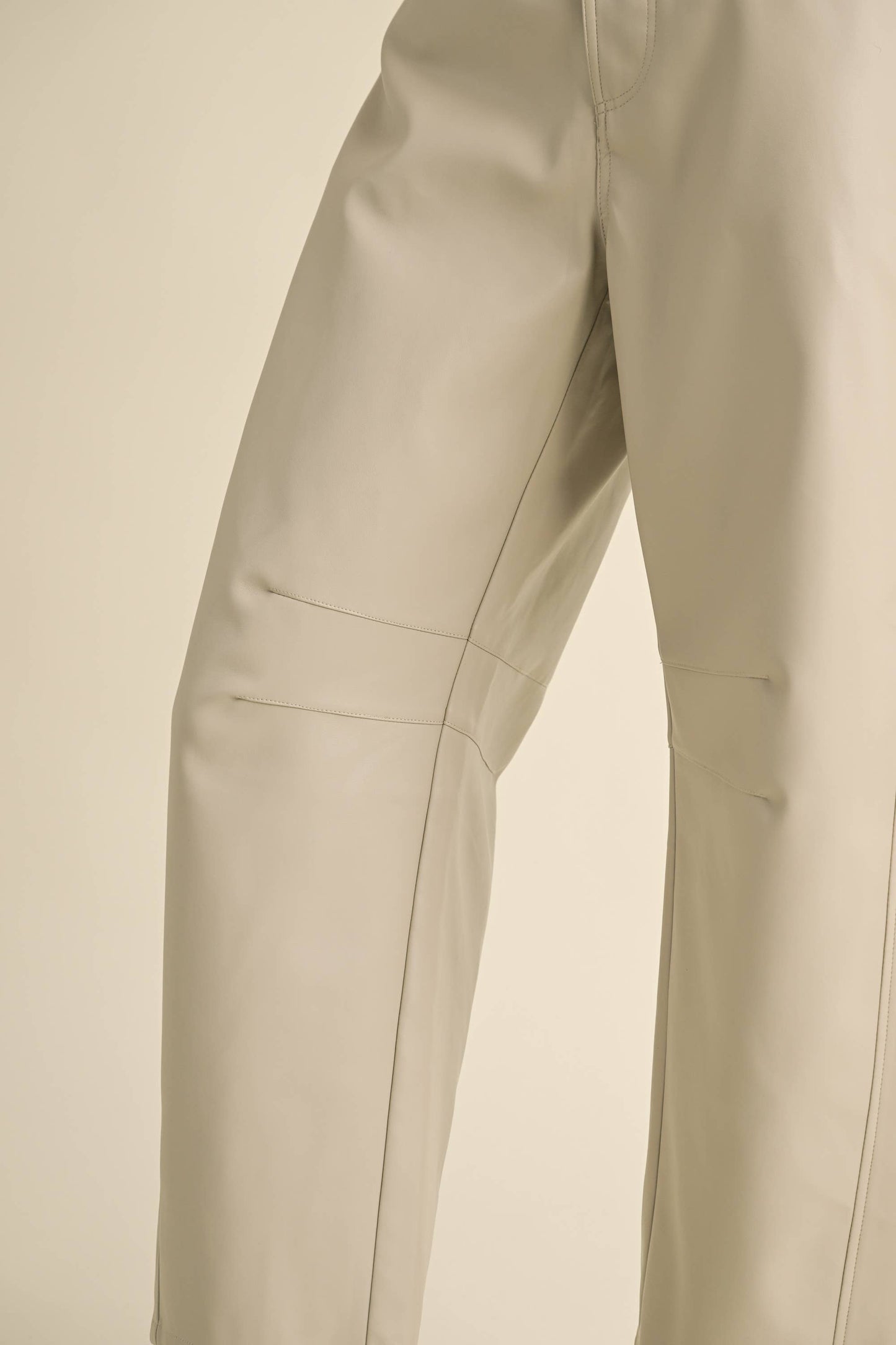 VEGAN LEATHER BARREL PANTS