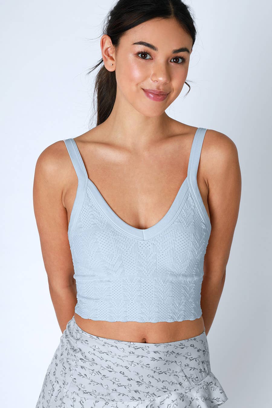 Lace Textured Crop Top - Nikibiki