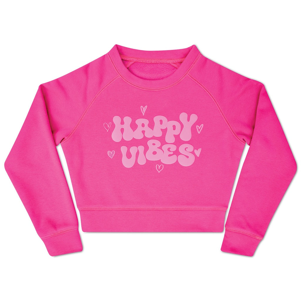 Happy Vibes Pretty Pink Basic Crew Neck Sweatshirt - Iscream