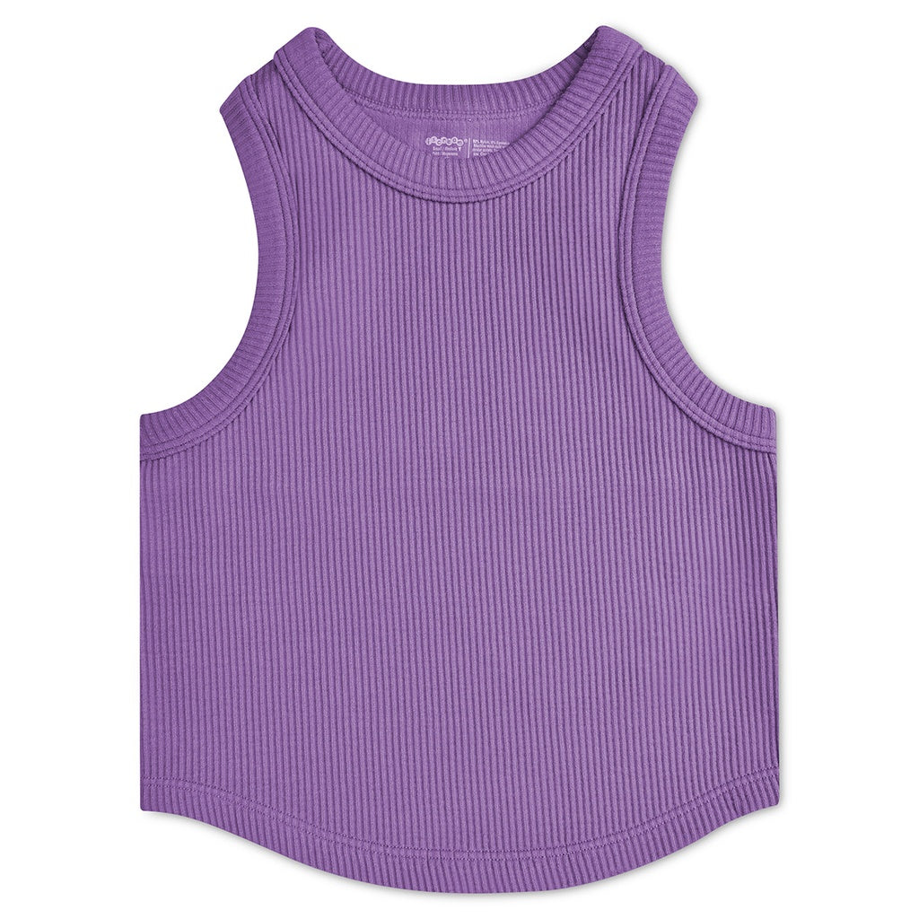 Vivid Violet Cropped Ribbed Racerback Tank Top - iscream