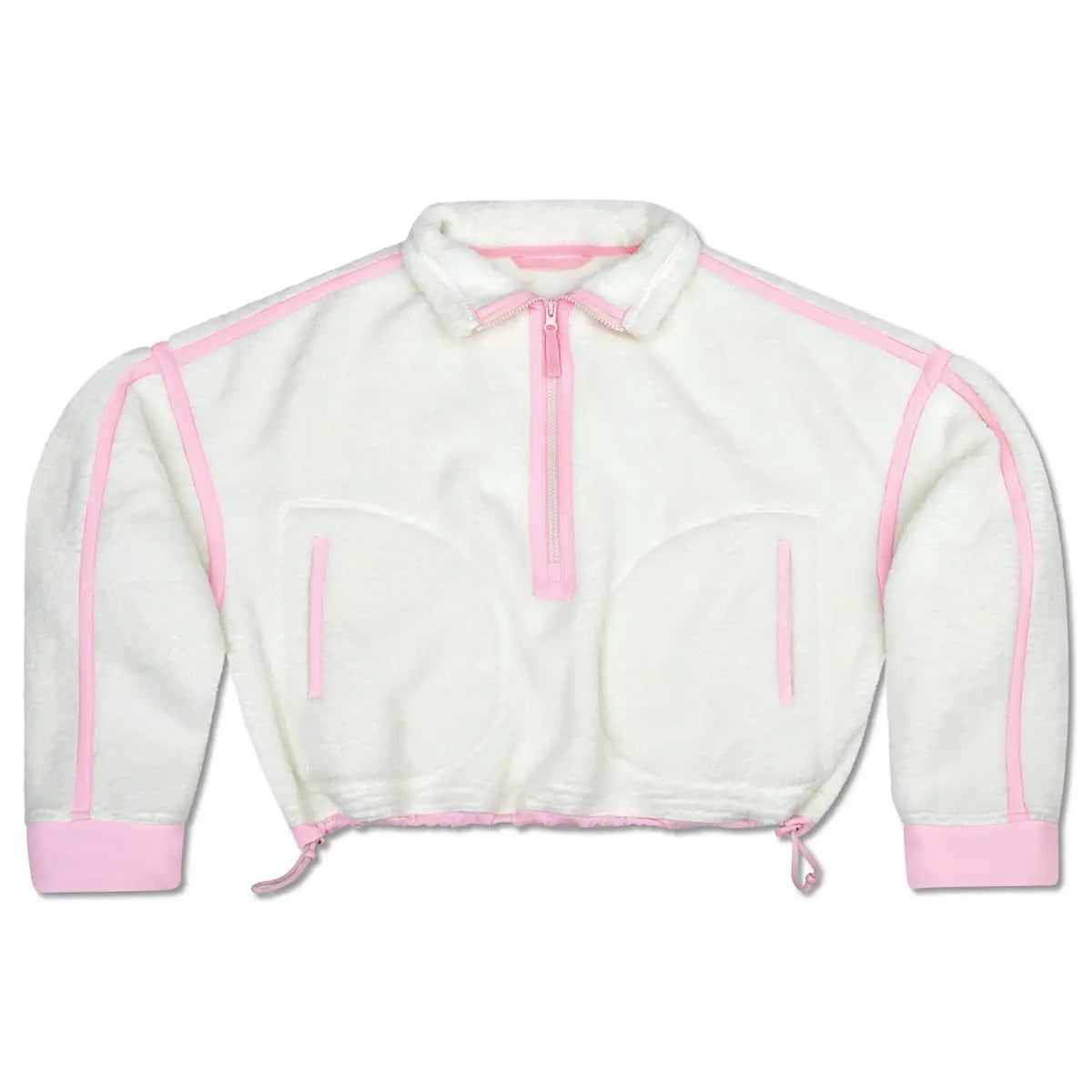 1/2 Zip Cream & Pink Sherpa Pullover - iscream
