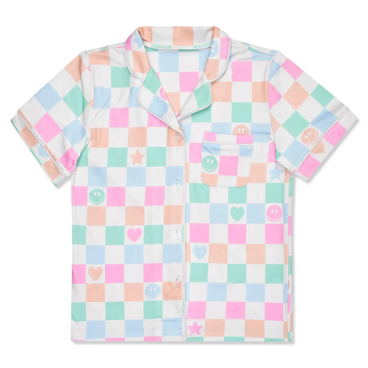 Smiley Check Shorts Lounge Set - Iscream