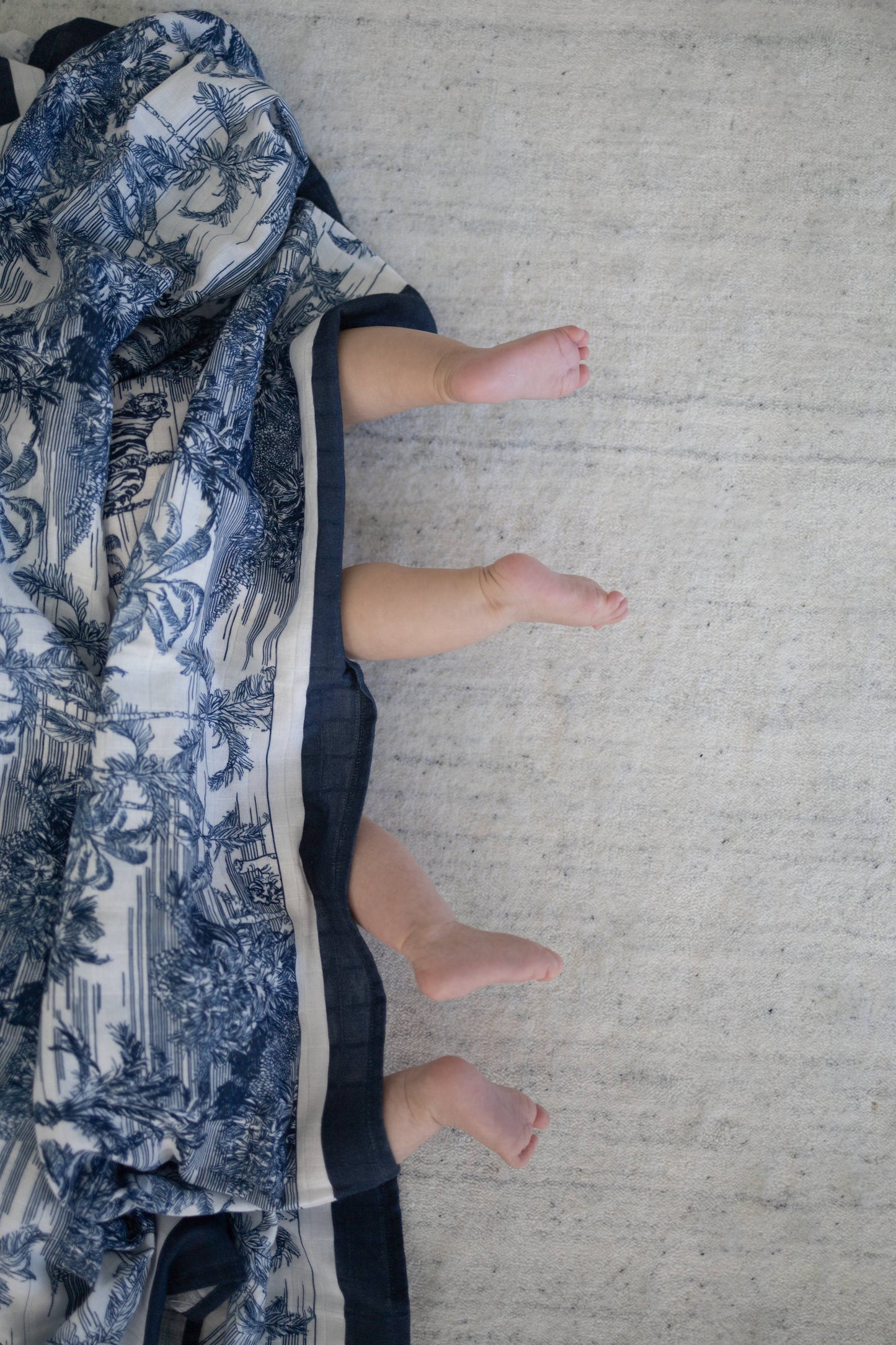 Blue Jungle Toile Muslin Blanket