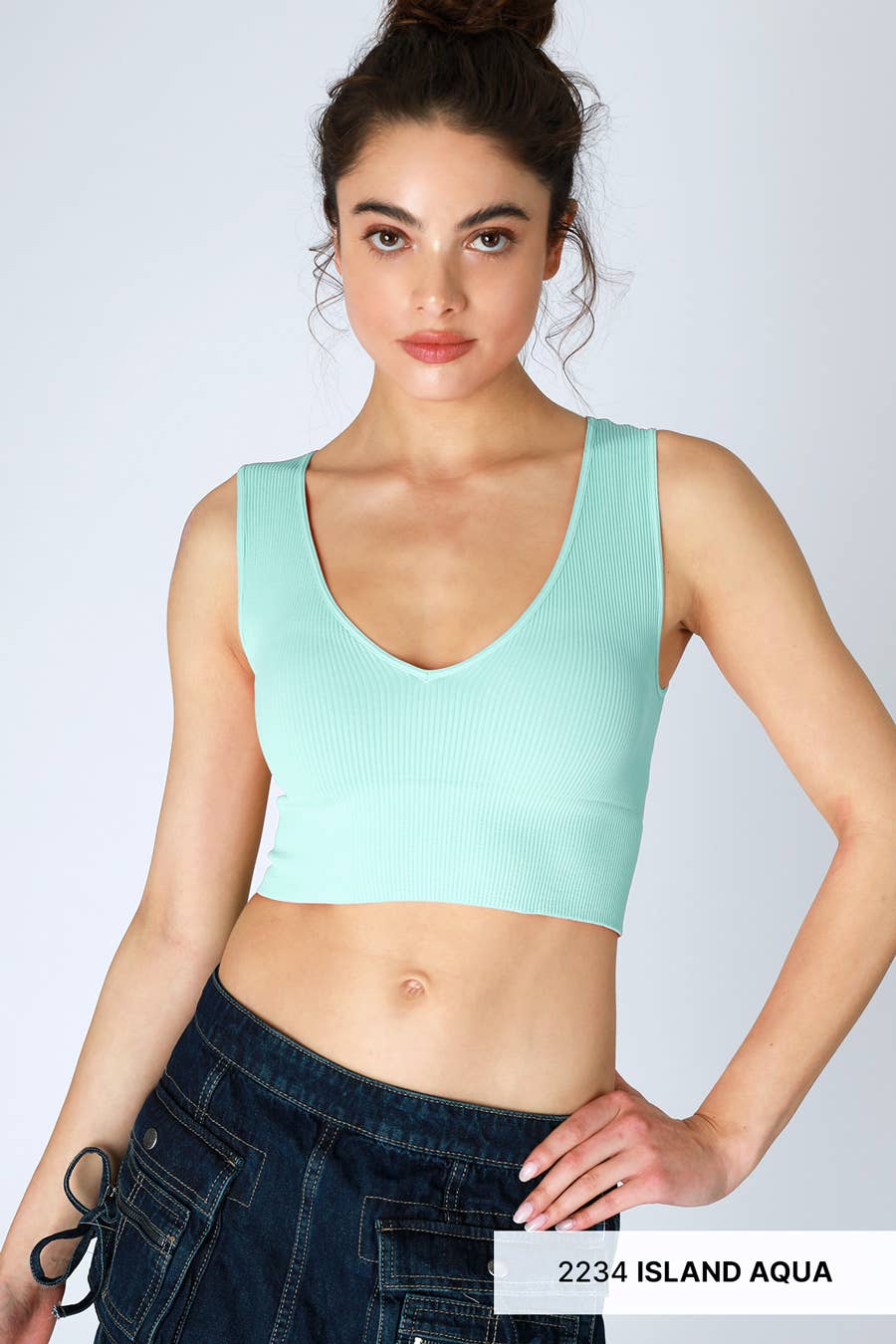 Plunge V-Neck Crop Top - Nikibiki