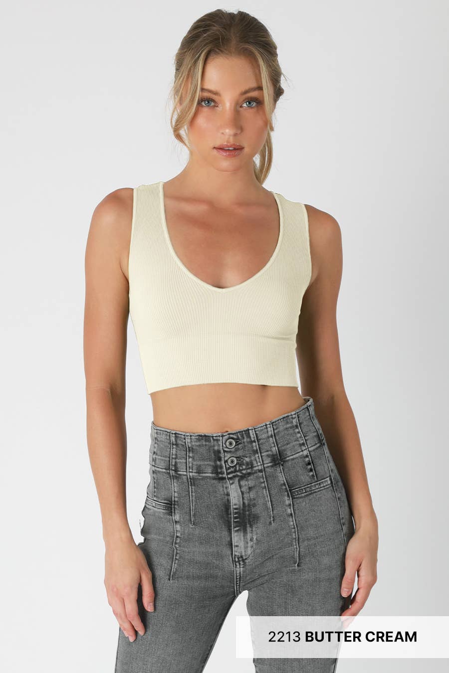 Plunge V-Neck Crop Top - Nikibiki