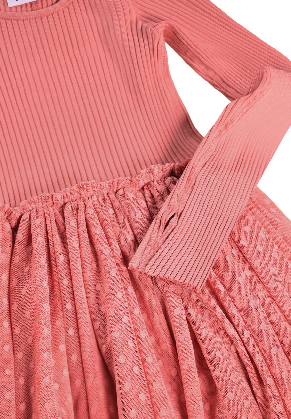 Cosette Pink Ribbed & Mesh Dress | Molo
