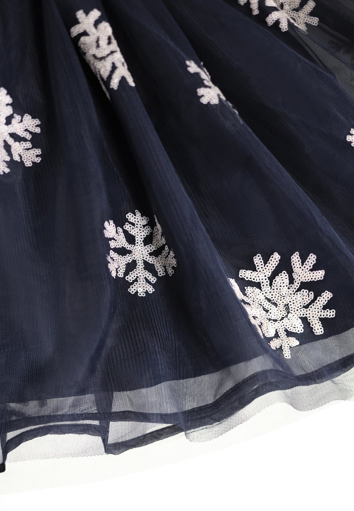 Cyrus Dark Blue Snowflake Tulle Dress | Molo