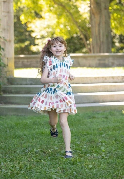 Pink Chicken - Little Girls Harper Dress - Paint Swatches