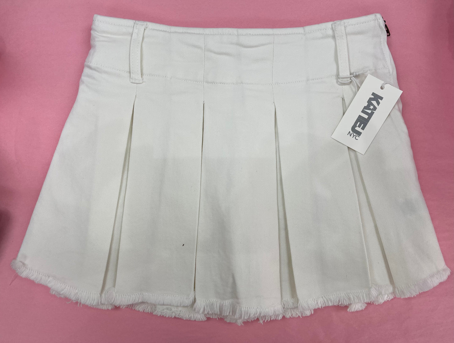 Tween Kacey Pleated Denim Skort White - KatieJ NYC