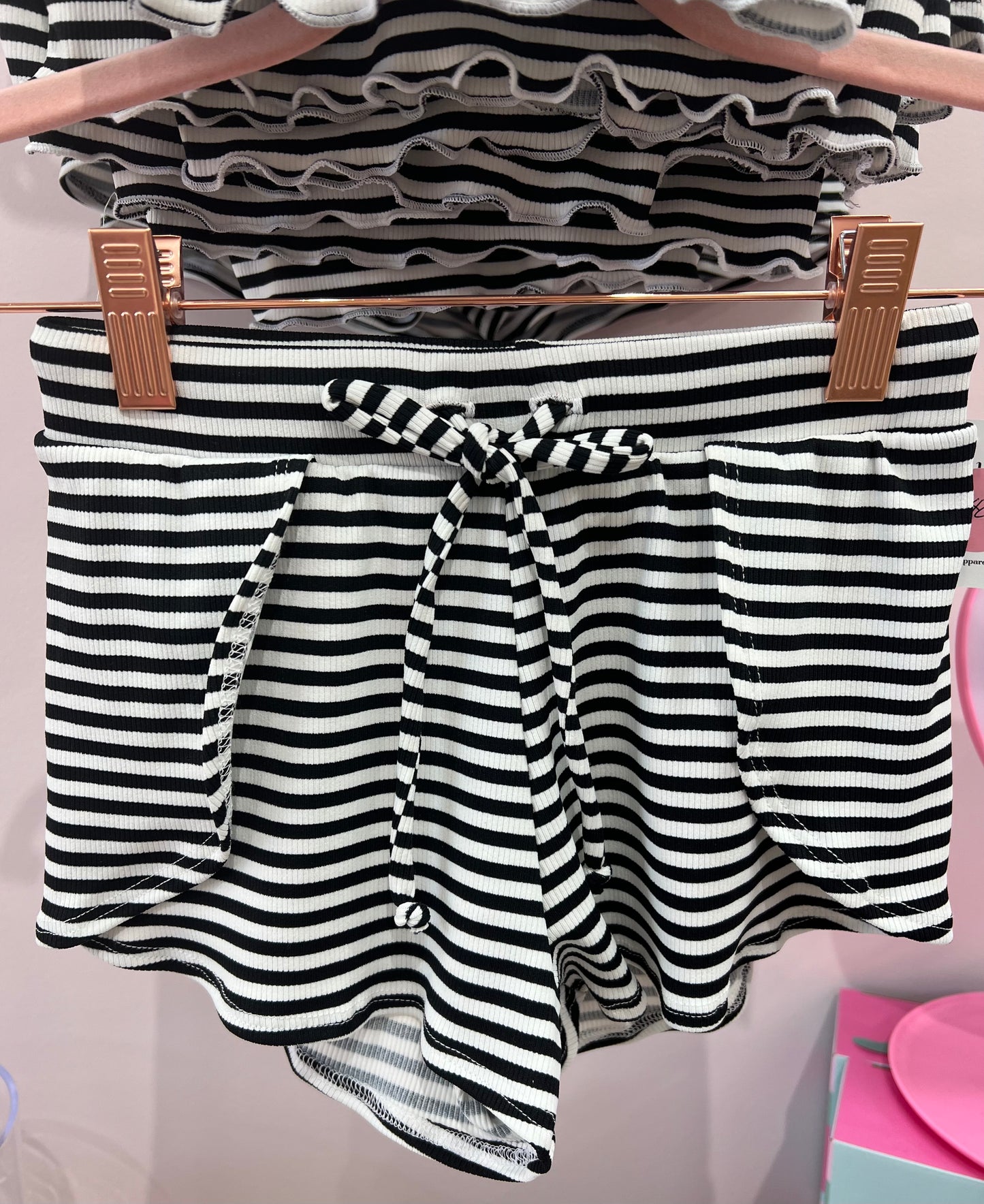 Black and White stripe Wrap Short - SLS