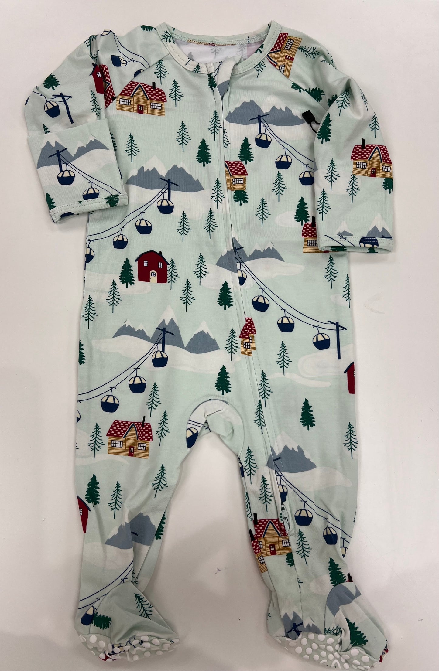 Zipper Footie in Holiday Prints - Sweet Bamboo