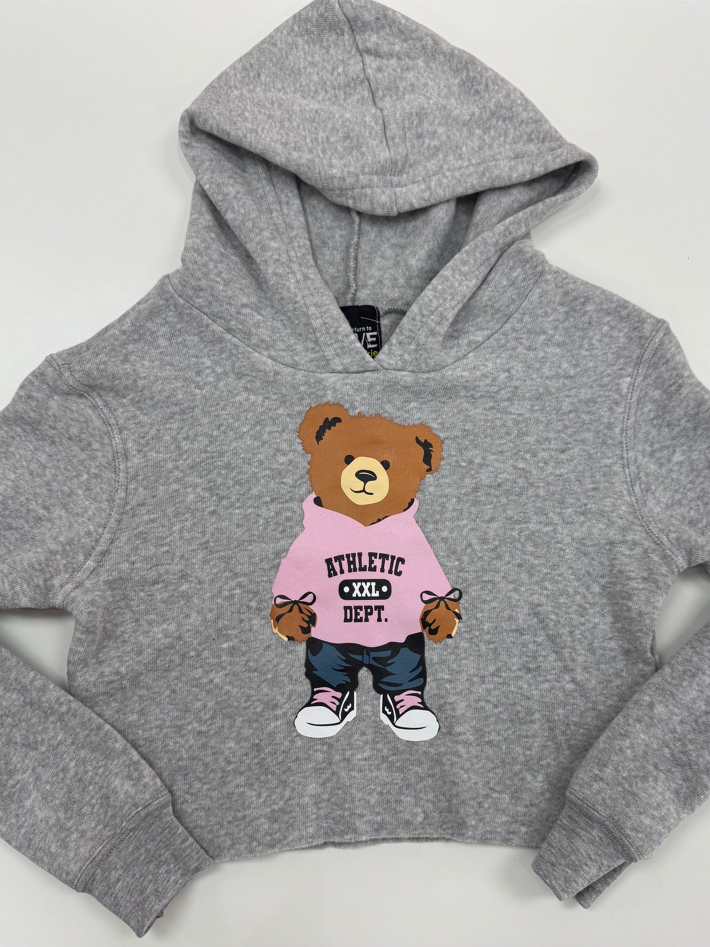Fleece Crop Hoodie Grey w/Teddy Bear (4-6x) - Love junkie