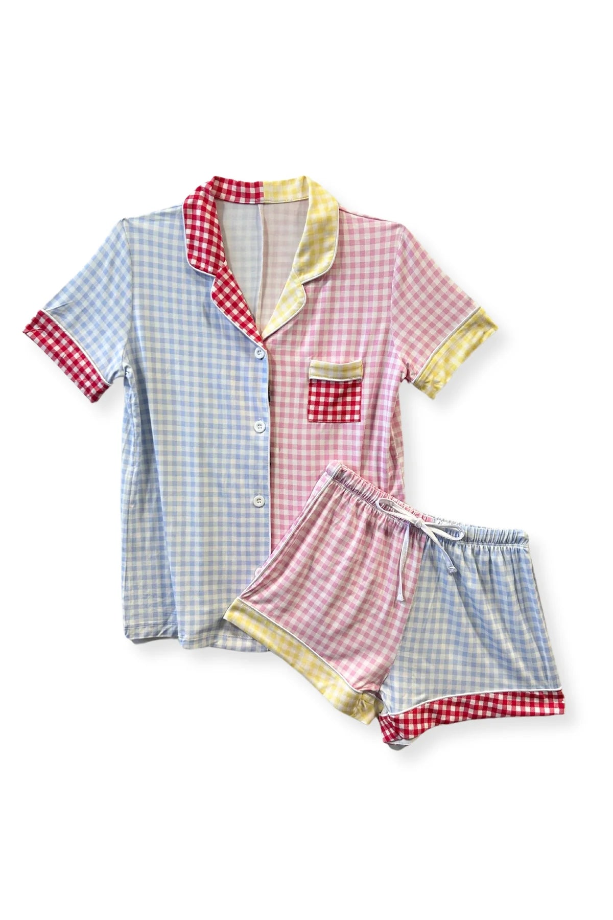Junior Lynn Shorts Lounge Set Multi Gingham - KatieJNYC