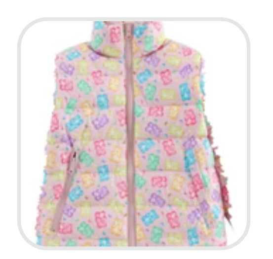 Reversible Puffer Vest in Gummy Bear/Pink Soild