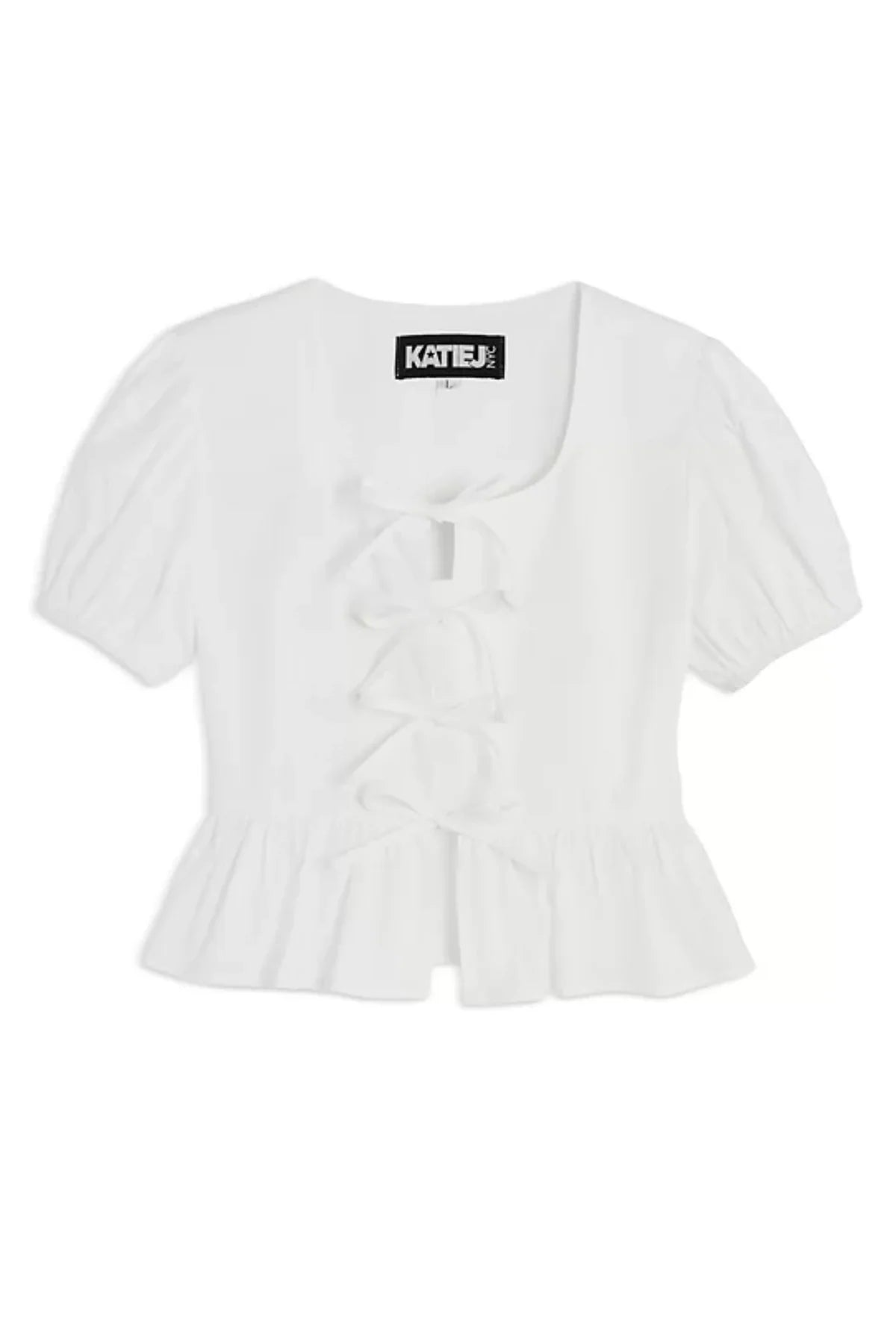 WELLS PUFF SLEEVE PEPLUM TOP - KatieJ NYC
