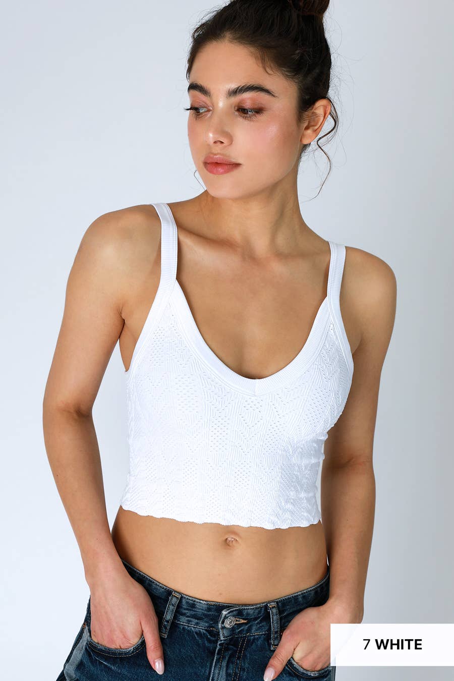 Lace Textured Crop Top - Nikibiki