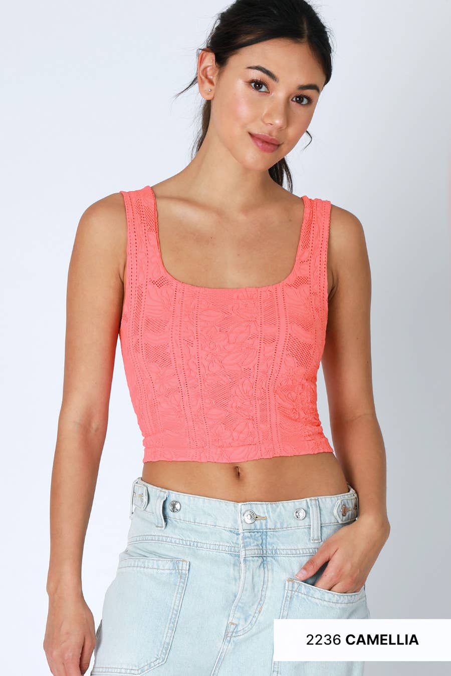Double Lace Square Crop Top - Nikibiki