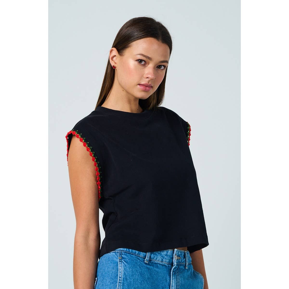 Floral Trim Summer Sweatshirt