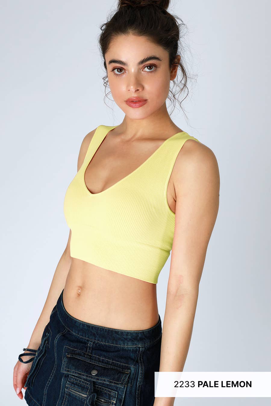Plunge V-Neck Crop Top - Nikibiki