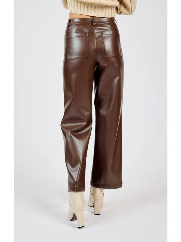 Faux Leather Brown Pants