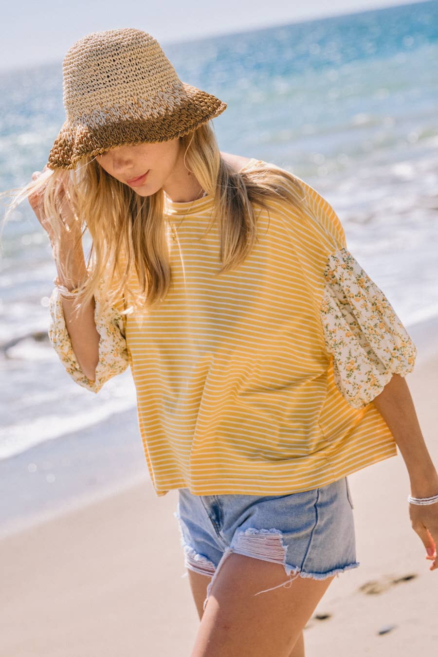 Striped Knit Pullover Top