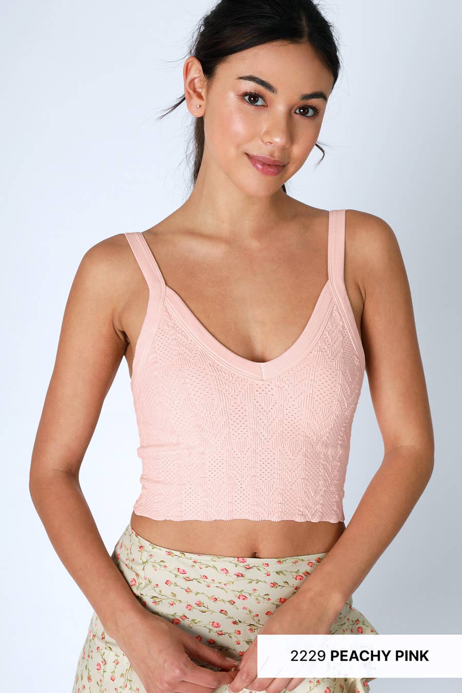 Lace Textured Crop Top - Nikibiki