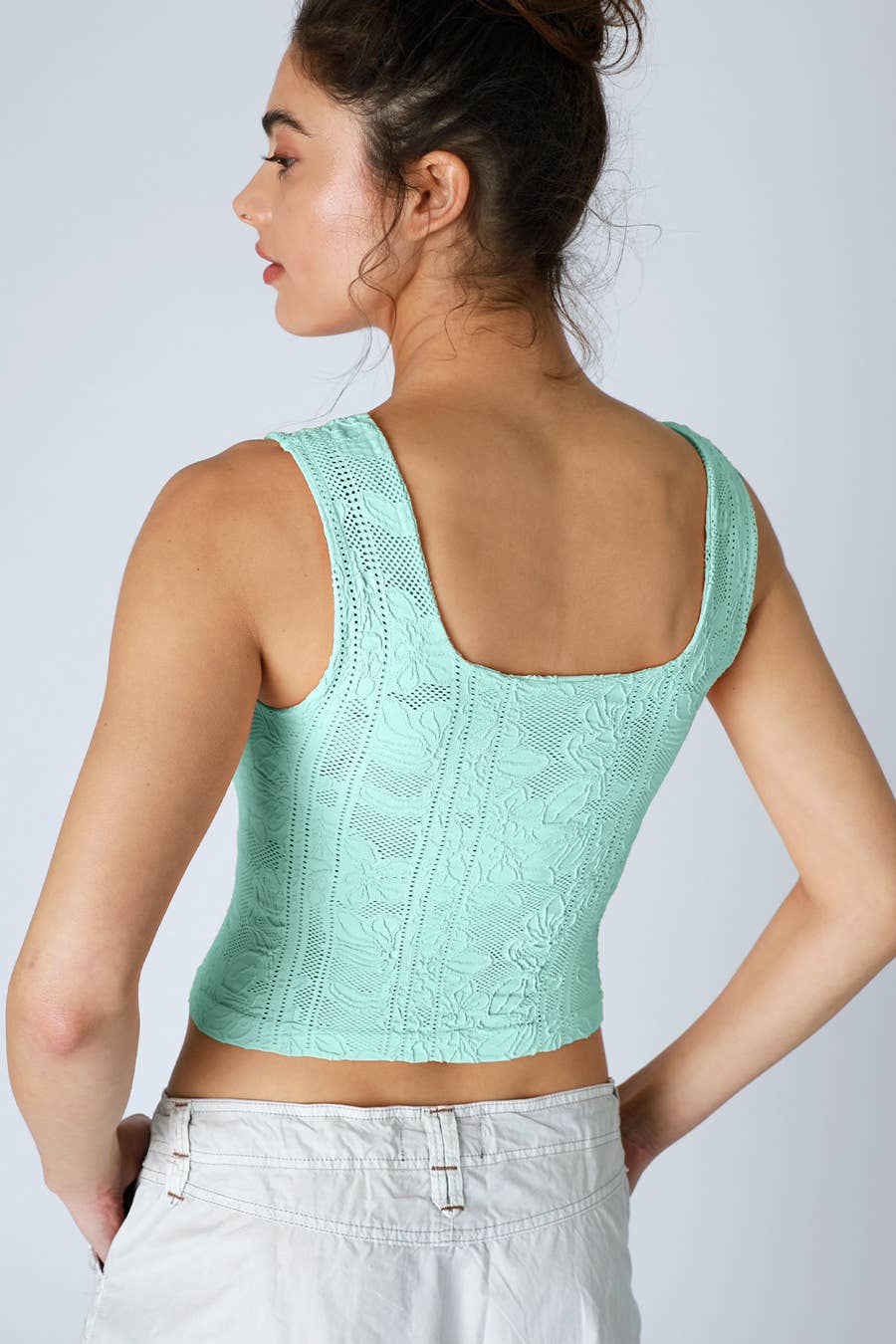 Double Lace Square Crop Top - Nikibiki