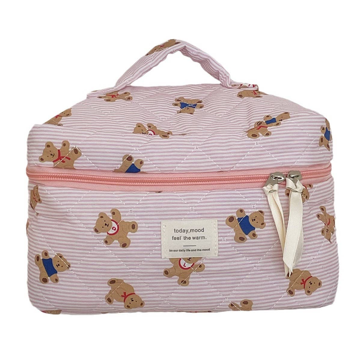 Cute Bear Print Striped Make Up Bag DP25A555