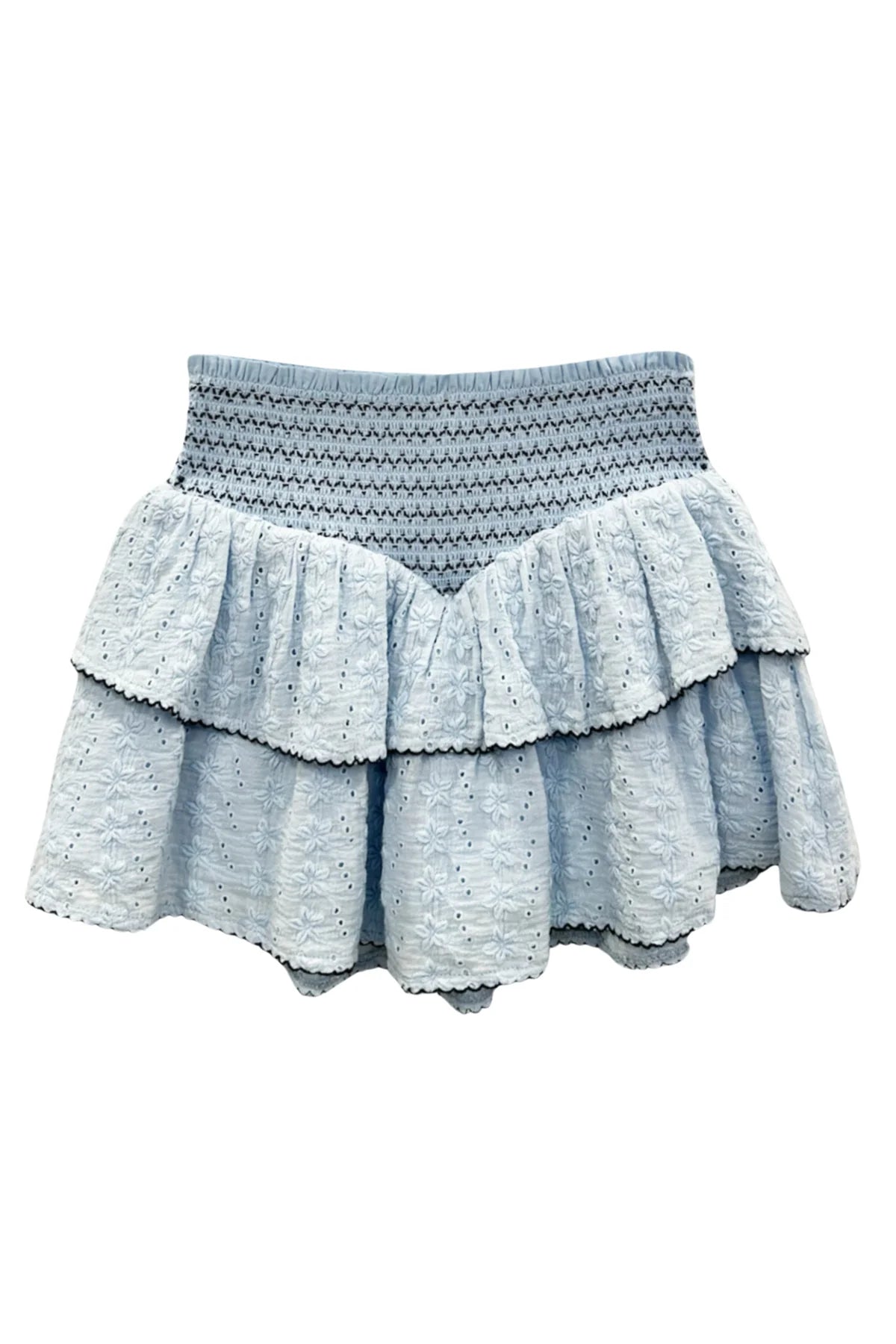 Tween Karlie Embroidered Ruffle Skirt in Baby Blue - KatieJNYC
