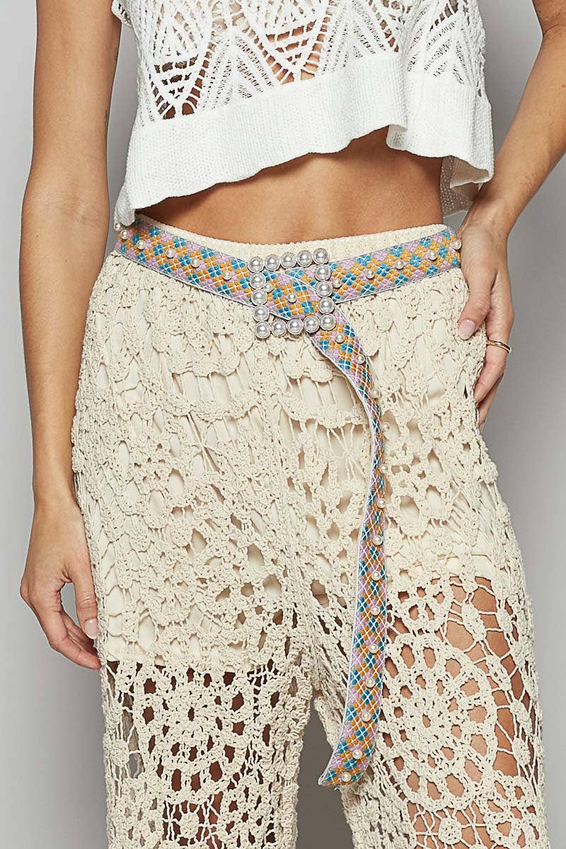 Square pearl ring belt