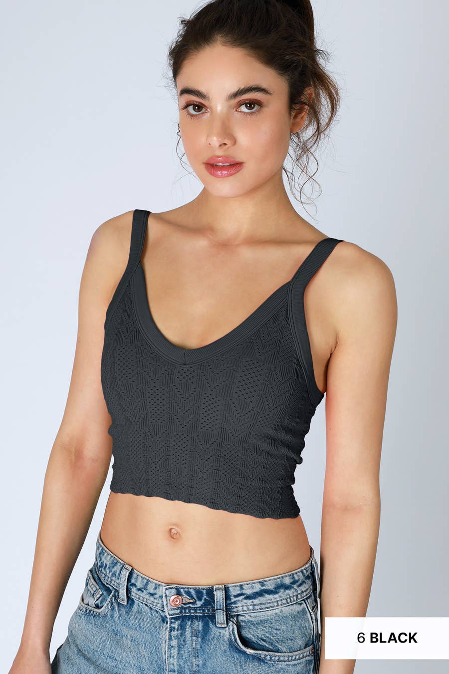 Lace Textured Crop Top - Nikibiki